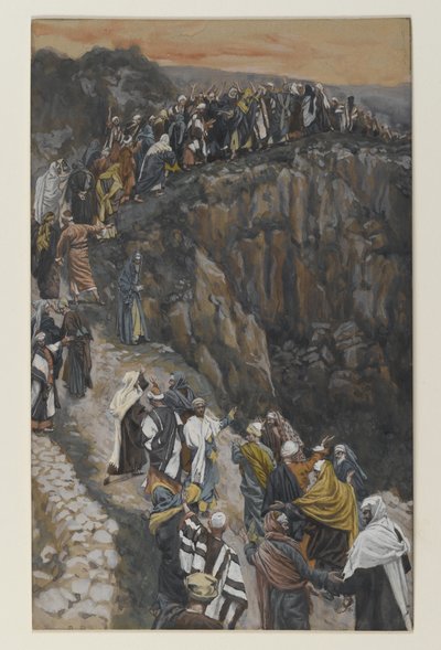 The Brow of the Hill nær Nazareth, illustration fra The Life of Our Lord Jesu Christ (wc over grafit på papir) af James Jacques Joseph Tissot