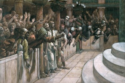 The False Witness, illustration til The Life of Christ, ca. 1884-96 (wc & gouache på pap) af James Jacques Joseph Tissot