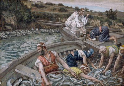 The First Miraculous Draft of Fish, illustration til The Life of Christ, ca. 1886-94 (wc & gouache på pap) af James Jacques Joseph Tissot