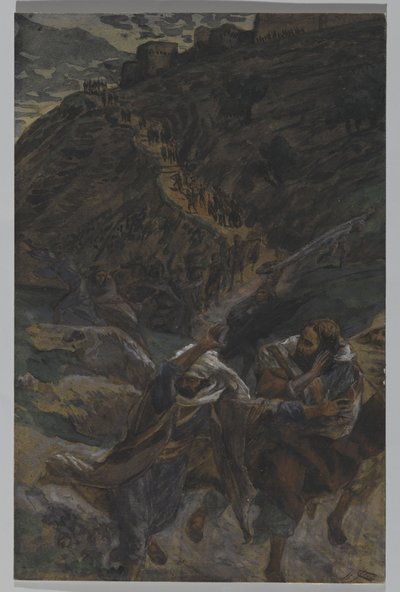 The Flight of the Apostles, illustration fra The Life of Our Lord Jesu Christ, 1886-94 (wc over grafit på papir) af James Jacques Joseph Tissot