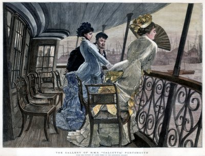 The Gallery of H M S Calcutta, Portsmouth, c1850-1900. af James Jacques Joseph Tissot