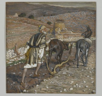 Manden ved ploven, illustration fra Vor Herre Jesu Kristi liv (wc over grafit på papir) af James Jacques Joseph Tissot