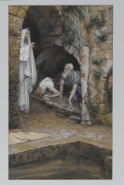 Manden med en svaghed, illustration fra Vor Herre Jesu Kristi liv (wc over grafit på papir) af James Jacques Joseph Tissot