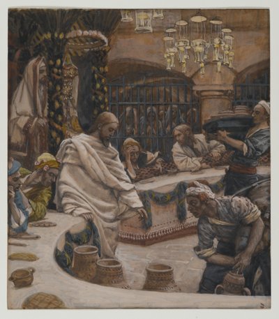 Ægteskabet i Kana, illustration fra Vor Herre Jesu Kristi liv (wc over grafit på papir) af James Jacques Joseph Tissot