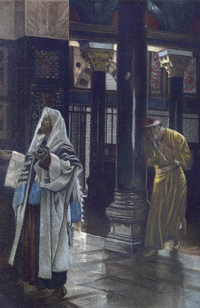 Farisæeren og Tolderen - Farisæeren og Tolderen - fra "" Vor Herre Jesu Kristi liv"" - 1899 af James Tissot - La vie de notre seigneur Jesus Christ, af Jacques Joseph (Jacques Joseph) Tissot dit James Tissot ( 1836-1902) af James Jacques Joseph Tissot