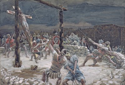 The Raising of the Cross, illustration til The Life of Christ, ca. 1886-94 (wc & gouache på pap) af James Jacques Joseph Tissot