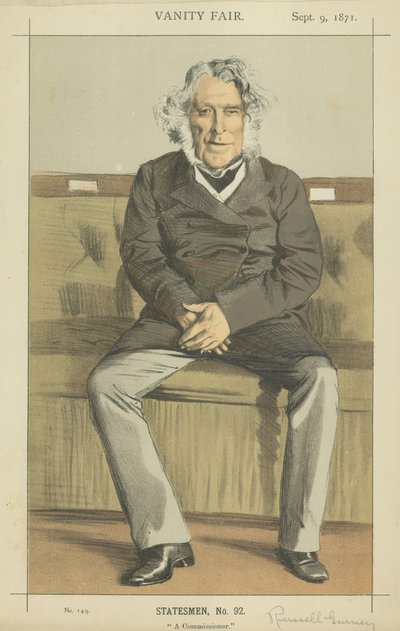 The Right Hon Russell Gurney (farve litho) af James Jacques Joseph Tissot