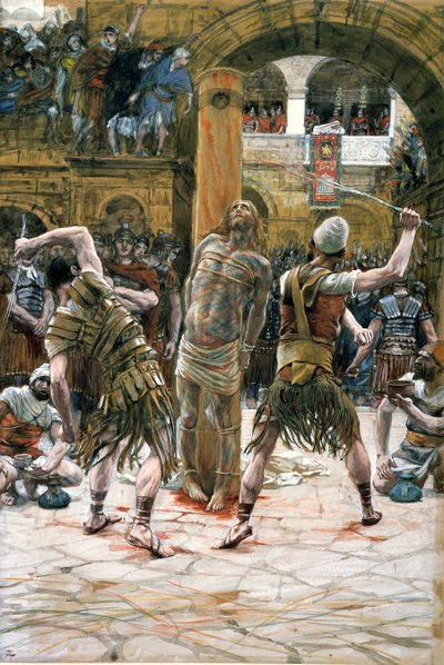 The Scourging, illustration til The Life of Christ, ca. 1884-96 (wc & gouache på pap) af James Jacques Joseph Tissot