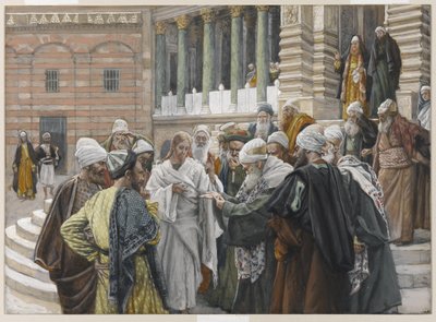 The Tribute Money, illustration fra The Life of Our Lord Jesus Christ, 1886-94 (wc over grafit på papir) af James Jacques Joseph Tissot