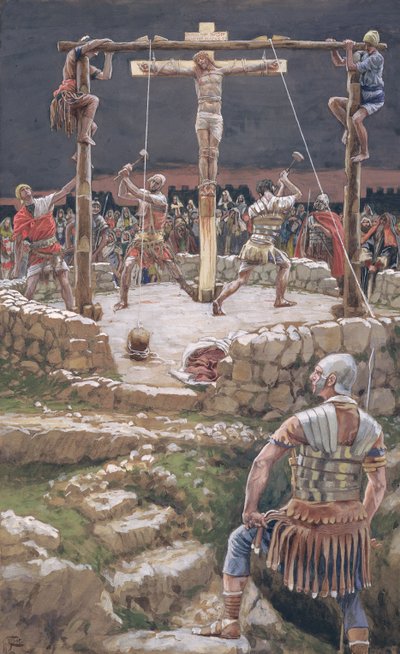 The Wedging of the Cross, illustration til The Life of Christ, c.1886-94 (wc & gouache på pap) af James Jacques Joseph Tissot