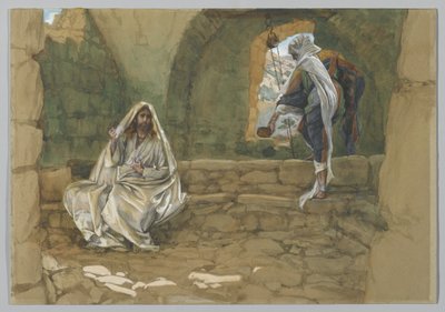 Samarias kvinde ved brønden, illustration fra Vor Herre Jesu Kristi liv (wc over grafit på papir) af James Jacques Joseph Tissot