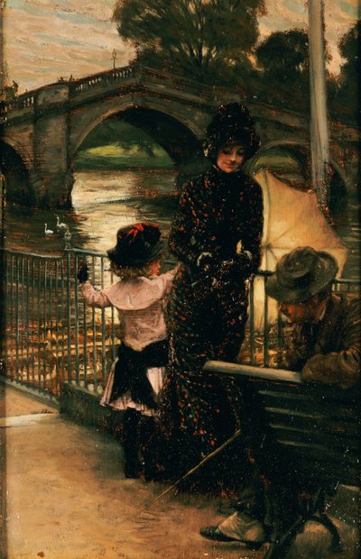 Kunstneren, fru Kathleen Newton og hendes niece, Lilian Hervey, ved Themsen i Richmond, 1878-79 af James Jacques Joseph Tissot