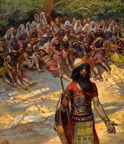 Gideon beder om brød til mænd fra Sukkot - Bibelen af James Jacques Joseph after Tissot