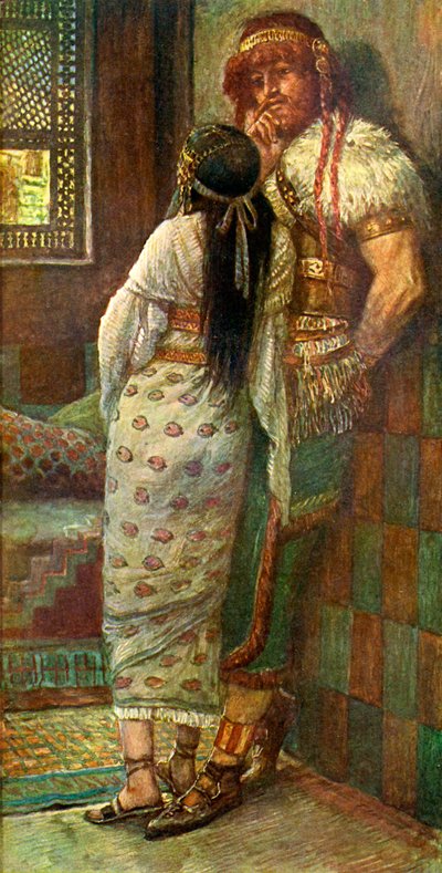 Samson og hans kone af J James Tissot - Bibelen af James Jacques Joseph after Tissot