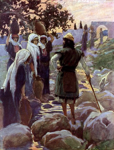 Saul udspørger de unge jomfruer af Tissot -Bibelen af James Jacques Joseph after Tissot