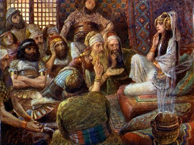 Filisterne besøger Delila - Bibelen af James Jacques Joseph after Tissot