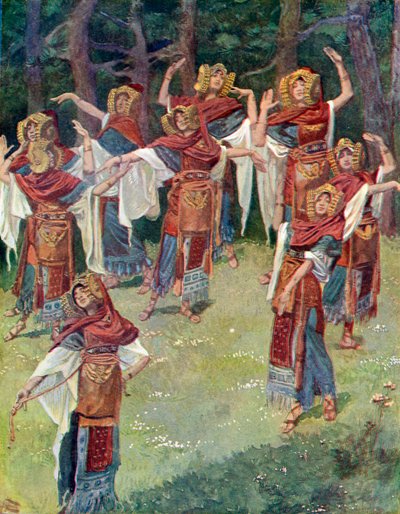 Jeftas datter og hendes ledsagere - Bibelen af James Jacques Joseph after Tissot