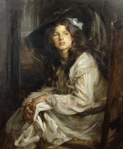 Pige siddende i en stol, af James Jebusa Shannon