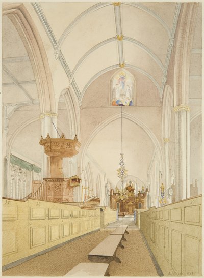 Indersiden af Temple Church, set mod øst af James Johnson