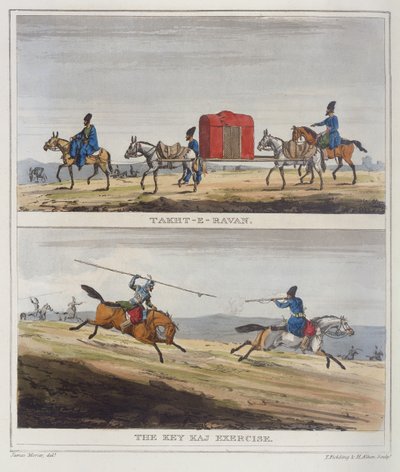 Takht-e-Ravan & T Kiya arbejder i motion af James Justinian (after) Morier