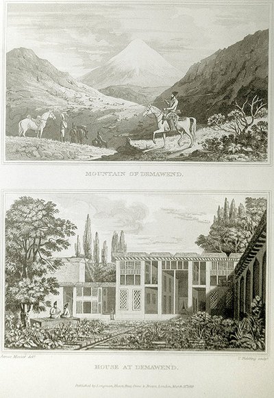 Bjerg og Hus ved Demavend, 1818 af James Justinian Morier