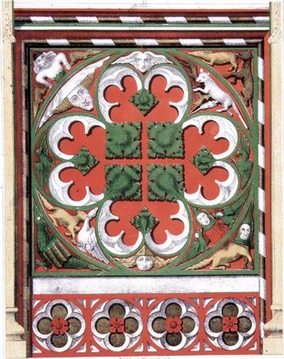 Detaljer om en malet skærm ved Dickleburgh Church, Norfolk, fra 