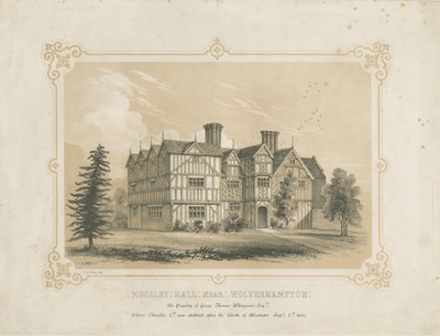 Bushbury - Moseley Old Hall: litografi og [?1700-tallet] af James Kellaway Colling