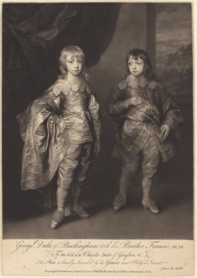 George Duke of Buckingham med sin bror Francis af James MacArdell after Sir Anthony van Dyck