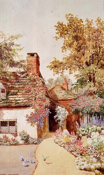 Hos Shamley Green, Surrey (akvarel) af James Matthews