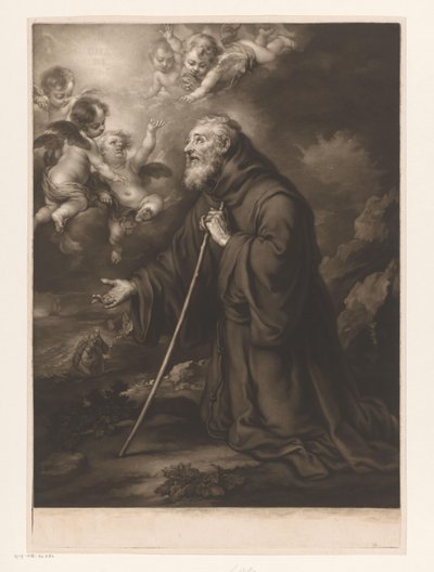 Knælende Sankt Frans af Paola i bøn af James McArdell