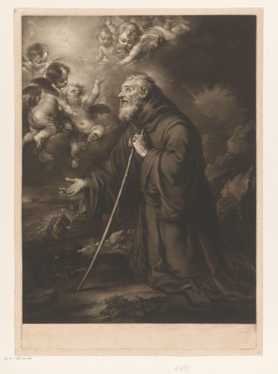 Knælende Sankt Frans af Paola i bøn af James McArdell