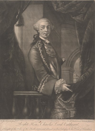 Generalløjtnant Charles Schaw Cathart, 9. jarl Cathcart af James McArdell