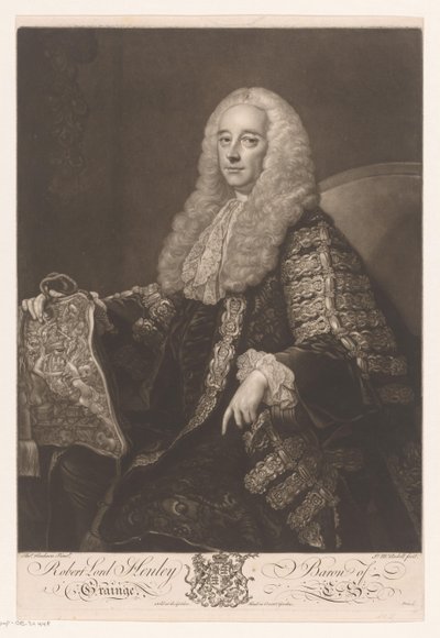 Portret af Robert Henley Robert Lord Henley Baron af Grainge (titel på objekt) af James McArdell