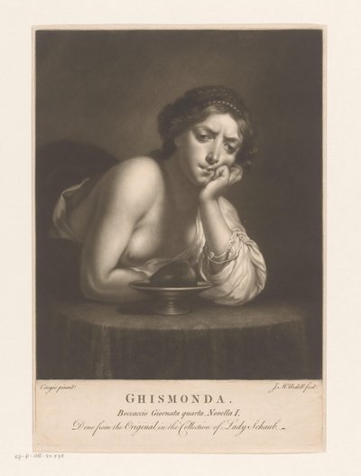 Sigismunda med hjertet af Guiscardo Ghismonda (titel på objekt) af James McArdell
