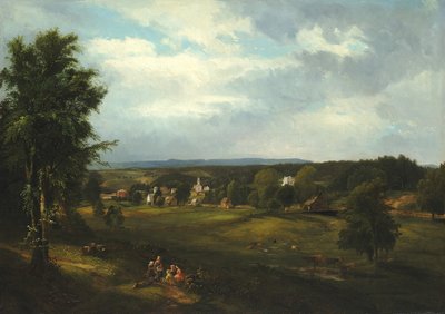 Landsbyscene nær Albany, New York, 1850. af James McDougal Hart