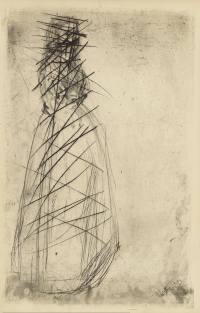 [76] Indtryk fra annullerede plader af Whistler - Fumette Standing. af James Abbott McNeill Whistler