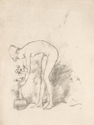 En nøgen model, der arrangerer blomster af James Abbott McNeill Whistler