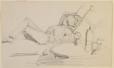 En mand tilbagelænet på en seng af James Abbott McNeill Whistler