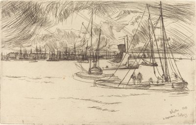 Amsterdam fra Tolhuis af James Abbott McNeill Whistler