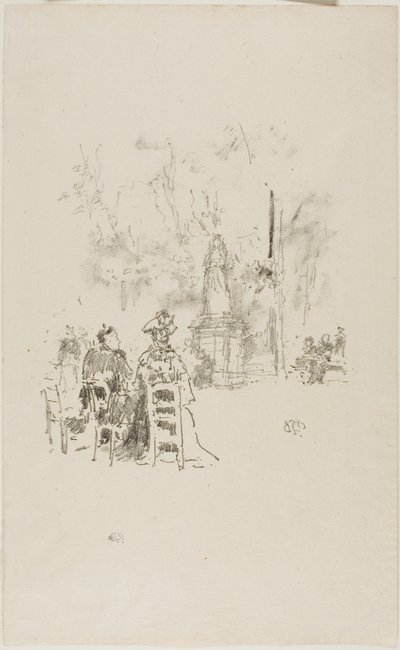 Samtale under statuen, Luxembourg-haven af James Abbott McNeill Whistler
