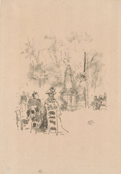 Samtale under statuen, Luxembourg-haven af James Abbott McNeill Whistler