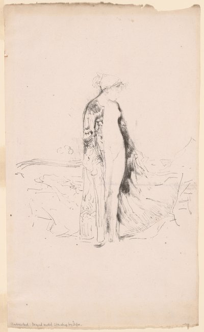 Draperet model, stående ved en sofa af James Abbott McNeill Whistler