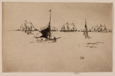 Hendes Majestæts flåde: Aften af James McNeill Whistler