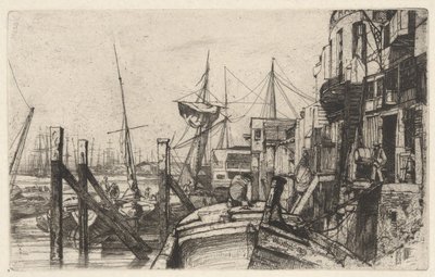 Limehouse, fra Themsen-serien (En serie på seksten raderinger med scener fra Themsen og andre motiver) af James McNeill Whistler