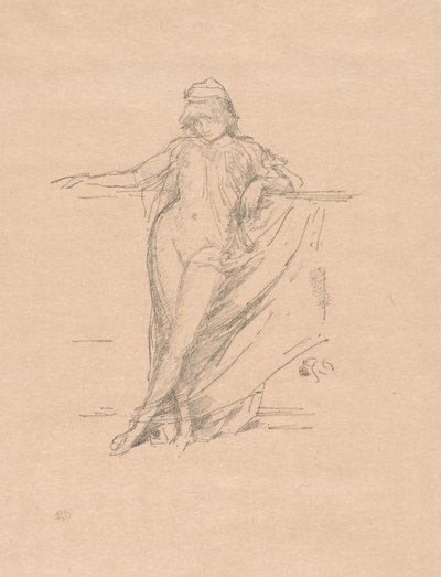 Lille draperet figur, skæv af James Abbott McNeill Whistler
