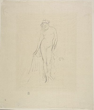 Nøgenmodel, stående af James Abbott McNeill Whistler