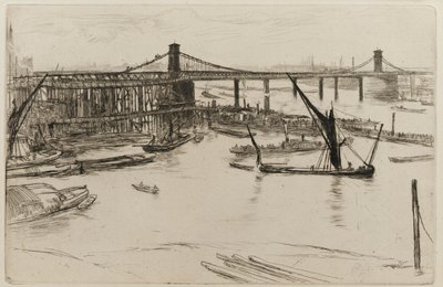 Old Hungerford Bridge af James Abbott McNeill Whistler