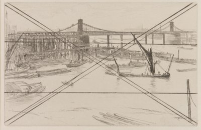 Old Hungerford Bridge af James Abbott McNeill Whistler