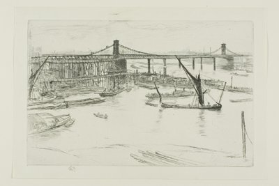 Old Hungerford Bridge af James Abbott McNeill Whistler