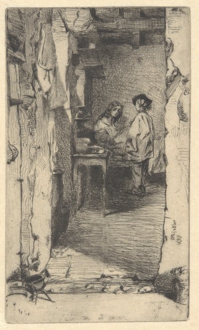 Rag Pickers, Mouffetard District, Paris af James Abbott McNeill Whistler